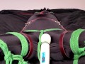 Bodysuit Bondage - Miss Perversion teased with a wand in bondage while wearing a bodysuit and latex