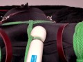 Bodysuit Bondage - Miss Perversion teased with a wand in bondage while wearing a bodysuit and latex