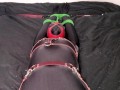 Bodysuit Bondage - Miss Perversion teased with a wand in bondage while wearing a bodysuit and latex