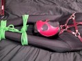 Bodysuit Bondage - Miss Perversion teased with a wand in bondage while wearing a bodysuit and latex