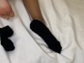 Black Girl with 1 Sock on Gets Fuck & Cum on Her Feet 