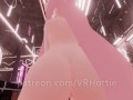 Thicc Booty Pink Hentai Girl Busts Out Dildo Nora Lovense Strips Down in Restroom POV Lap Dance