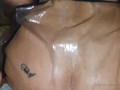 Amateur Latex gloved oiled up in transparent raincoat giving blowjob and fucking till creampie 