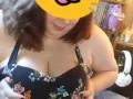 Redhead plays with huge tits