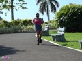 Excessive Bounce Bra Problems In Slowmo While Running On My Jump Boots | Destiny Starr