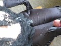 Cummybush HELPING HAND CUM - gloved milf gives cfnm handjob- sticky jizz shoots all over her clothes
