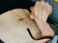  Shorts and sweater big cock wanked on sofa