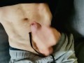  Shorts and sweater big cock wanked on sofa
