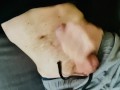  Shorts and sweater big cock wanked on sofa