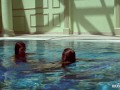 Olla Oglaebina and Irina Russaka sexy nude girls in the pool
