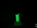 Cutie girl plays with candle wax and dildo glow in the dark and sucks dick in the bathroom
