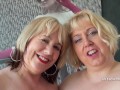 Two British mature blondes have a foursome