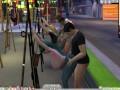 The Sims 4:6 people having intense sex on an easel