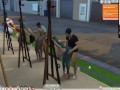 The Sims 4:6 people having intense sex on an easel