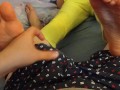 Amateur teen footjob BWC while on the phone