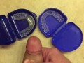 FAN REQUEST(Dental Device): Cumshot into mouth guards inserted into my mouth so I could enjoy my cum