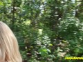 Horny Slut Smokes and Masturbates Outdoors till She Finds a Guy to Fuck Her