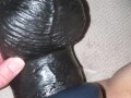 Milf enjoys long thick black King Cock Dildo! Puts it all in with cock ring! 