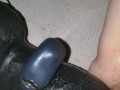 Milf enjoys long thick black King Cock Dildo! Puts it all in with cock ring! 
