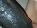 Milf enjoys long thick black King Cock Dildo! Puts it all in with cock ring! 