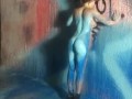 Body art paint work on cute girl with a rocking body!