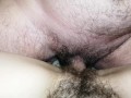 Before going to bed, he fucked his girlfriend with a very hairy pussy, and finished right on her