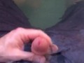 POV Risky Jerk off session outside in the backyard hot tub, cumming under water is so cool to watch 