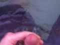POV Risky Jerk off session outside in the backyard hot tub, cumming under water is so cool to watch 