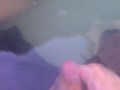 POV Risky Jerk off session outside in the backyard hot tub, cumming under water is so cool to watch 