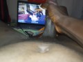 Black hunk oozing lots of cum masturbating 