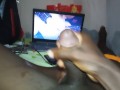 Black hunk oozing lots of cum masturbating 