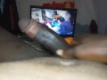 Black hunk oozing lots of cum masturbating 