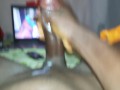 Black hunk oozing lots of cum masturbating 