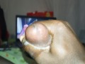Black hunk oozing lots of cum masturbating 