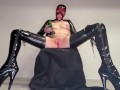 Fucking Blaze - Sexy MILF dressed in latex & boots fucking the bad dragon dildo blaze till she cums