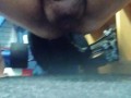 Being naughty at work pissing on office carpet 