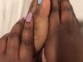 IG foot model teasing us by rubbing her sexy size 10 