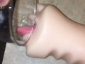 I received the greatest blowjob ever by an adult toy, cum & piss in mouth with me tasting every drop