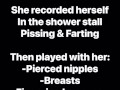 Compilation of yesterdays vids my wife recorded of herself: Pee, Fart, Nipple play & Fingering Pussy