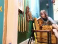voyeurism--girl sits in milk "the milk is for the pussy" -- weird erotica -- fishnets -- GFE