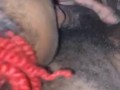 EBONY SLAPS GORILLA PUNCHER'S BIG BLACK BALLS AS SHE SUCKS!!!