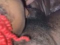 EBONY SLAPS GORILLA PUNCHER'S BIG BLACK BALLS AS SHE SUCKS!!!