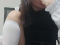 Japanese in socks jerks off and throat fisting