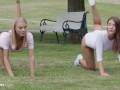ULTRAFILMS Sybil and Nancy A get horny during fitness time and fuck each other outdoor