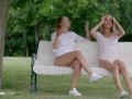 ULTRAFILMS Sybil and Nancy A get horny during fitness time and fuck each other outdoor