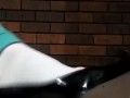 Squeaky Black Patent Wedges