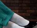 Squeaky Black Patent Wedges