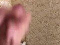 jacking off my big hard cock still horny after fucking ex till she came and leaving her creampied