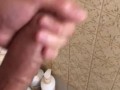 jacking off my big hard cock still horny after fucking ex till she came and leaving her creampied