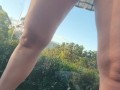 Risky outdoor pee on balcony 